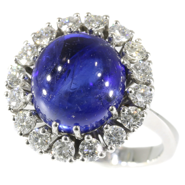 Vintage Lady Di ring with big 7.11 crt natural untreated sapphire
